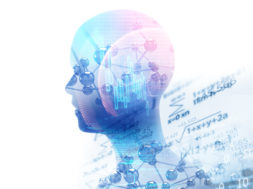 double exposure image of virtual human 3dillustration